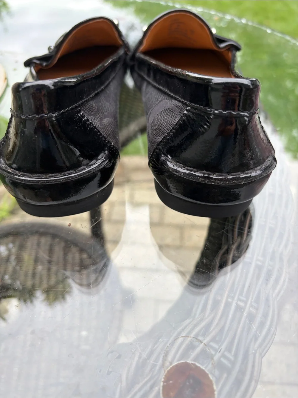 Coach Black Signature Canvas & Patent Leather Horsebit Loafers